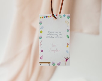 Gymnastics Party Favor Tag Template, Gymnastics Birthday Favor Tags, Gymnastics Favor Tag, Editable Tags Template, Instant Download