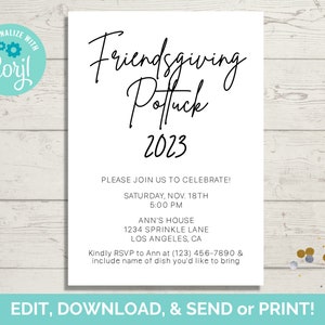 Friendsgiving Invitation Template, Editable Friendsgiving Invite, Friends Thanksgiving Invite, Instant Download
