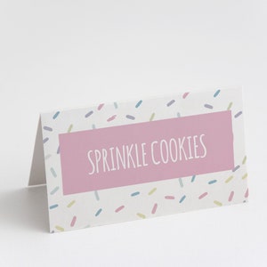 Sprinkle Theme Food Tent Template, Sprinkle Birthday Party Food Labels, Editable Food Tents, Instant Download