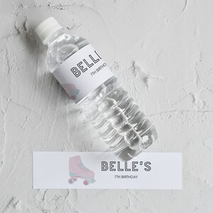 Roller Skate Water Bottle Label Template, Skate Birthday Party Water Bottle Labels, Editable Label, Instant Download