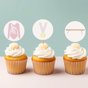 Gymnastics Cupcake Topper Template, Cupcake Toppers, Birthday Party, Editable Toppers, Instant Download
