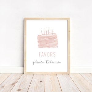 Pink Cake Tabletop Sign Template, Birthday Party Decoration, Tabletop Sign, Instant Download