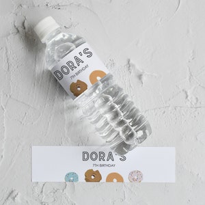 Donut Water Bottle Label Template, Donut Birthday Party Water Bottle Labels, Editable Label, Instant Download