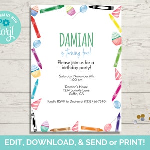 Invitation vidéo Crayon Box pour fête d'anniversaire Invitation ...