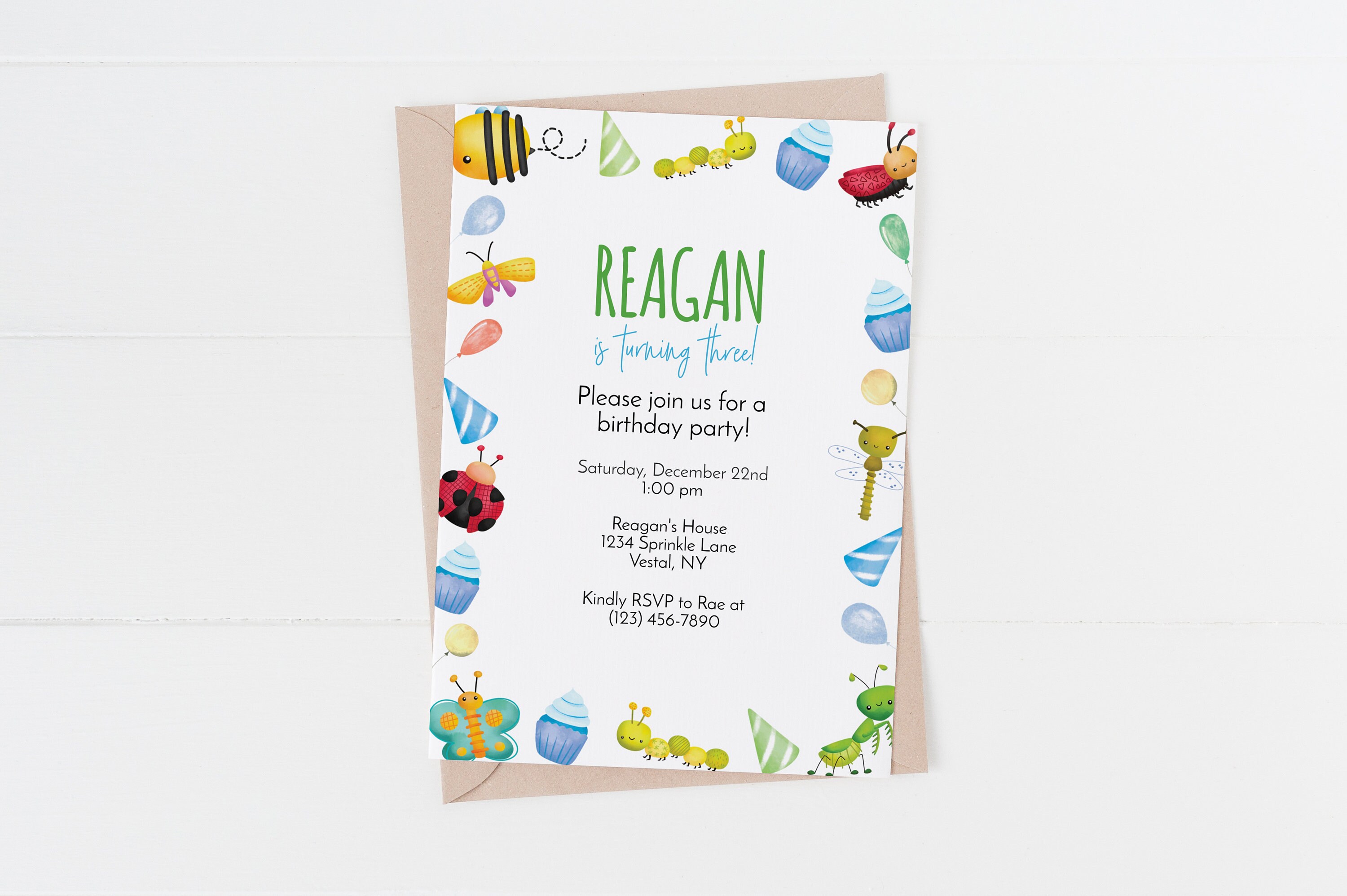 Bug Life Birthday Invitation Template, Editable Birthday Party Invite ...