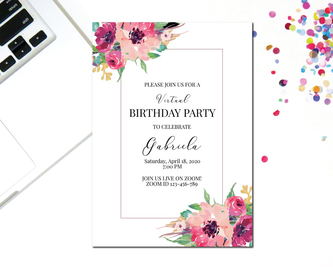 Editable Virtual Birthday Invitation Virtual Birthday | Etsy