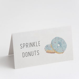 Donut Food Tent Template, Donut Party Food Labels, Editable Food Tents, Instant Download