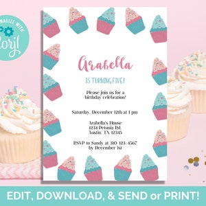 Faire-part d'anniversaire, faire-part d'anniversaire petit gâteau, invitation de petit gâteau, téléchargement immédiat, modèle, imprimable