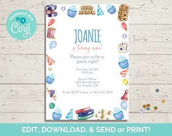 Game Night Birthday Invitation Template (Instant Download)