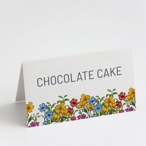 Floral Food Tent Template, Flower Birthday Party Food Labels, Editable Food Tents, Instant Download