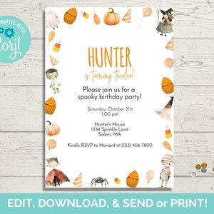 Spooky Birthday Invitation Template, Halloween Birthday Invite, Scary Birthday Invite, Instant Download