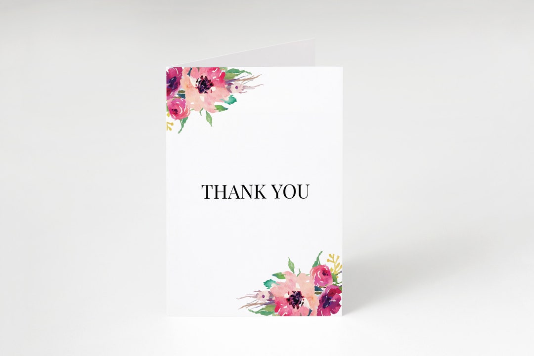 Floral Thank You Card Template, Printable Flower Card (instant Download ...