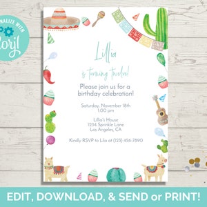 Fiesta Birthday Invitation Template, Fiesta Birthday Invite, Fiesta Invite, Editable Invitation Template, Instant Download