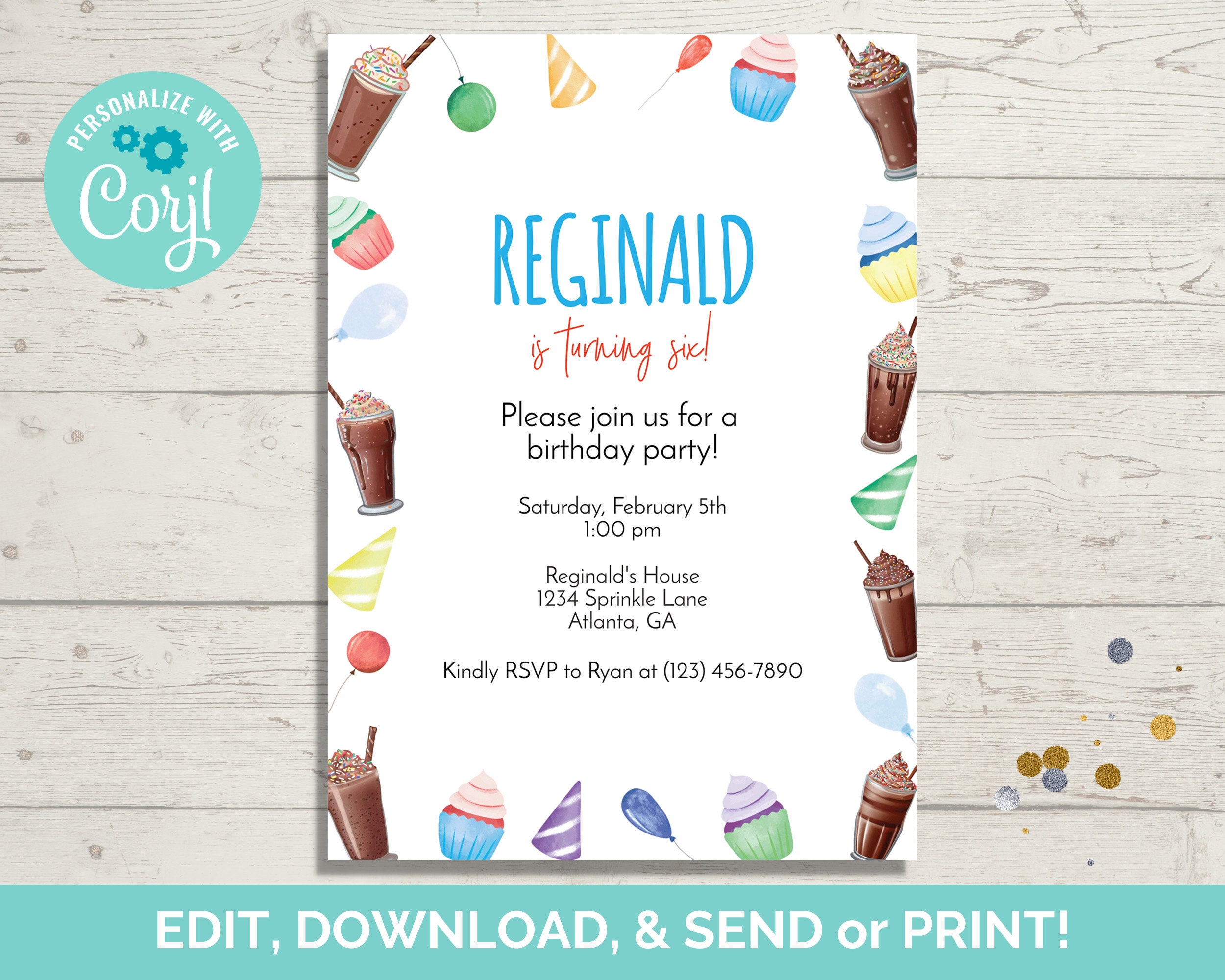 Milkshake Birthday Invitation Template, Editable Milkshake Birthday ...