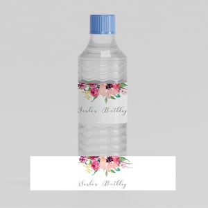 Floral Water Bottle Label Template, Floral Party Water Bottle Labels, Floral Party, Editable Label, Instant Download