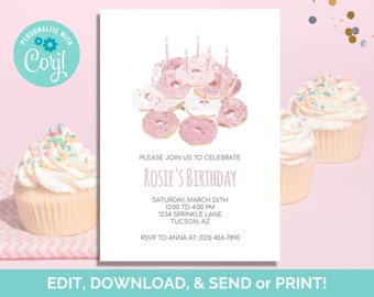 Donut Birthday Invitation Download Corjl Template Printable