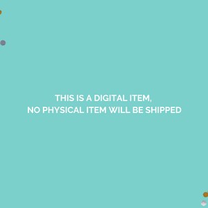 May include: A turquoise background with gold and silver confetti. The text "THIS IS A DIGITAL ITEM, NO PHYSICAL ITEM WILL BE SHIPPED" is written in white.
