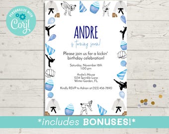 Taekwondo Birthday Invitation Template (Instant Download)