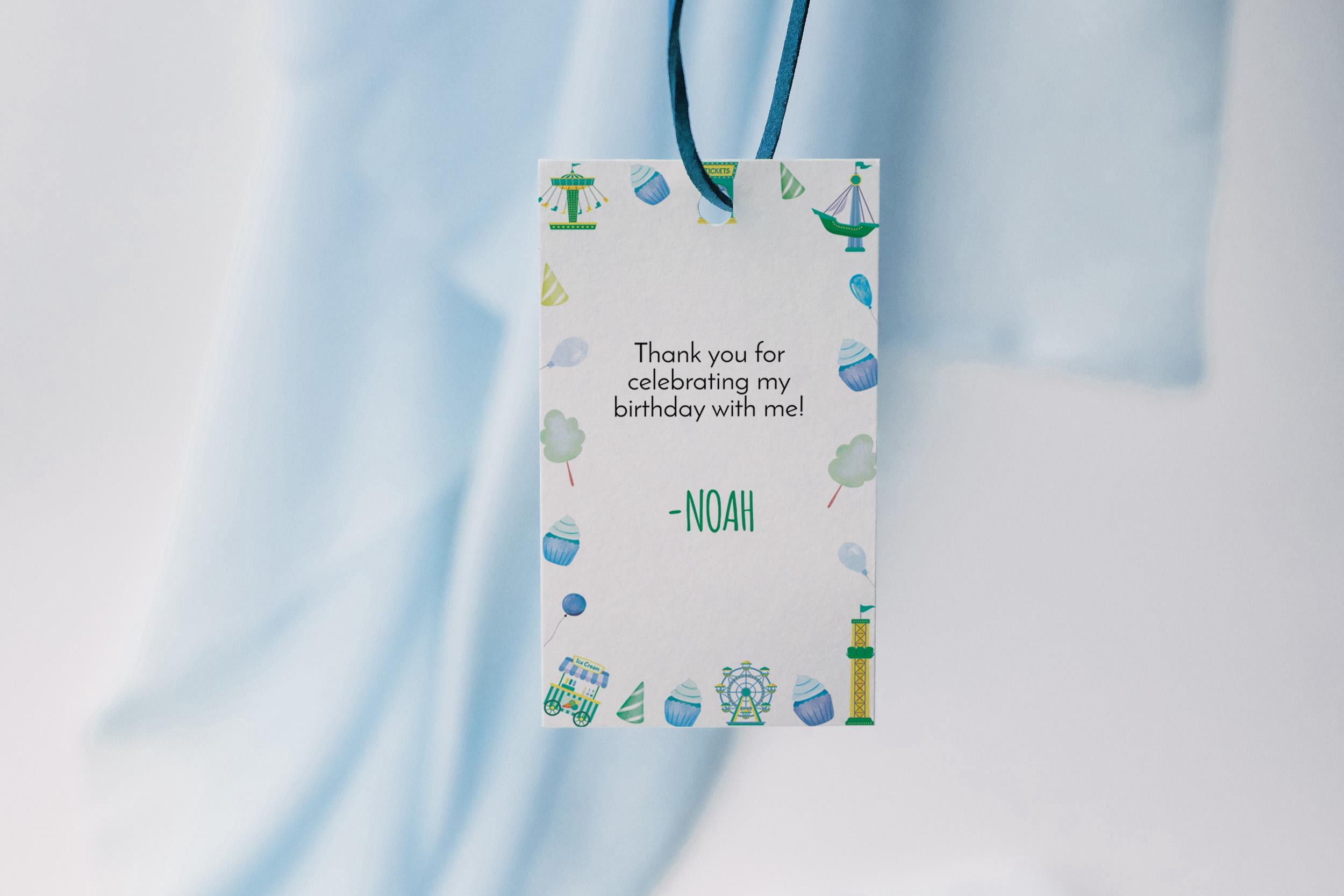 Amusement Park Party Favor Tag Template, Theme Park Birthday Party Favor Tags, Birthday Favor Tag, Editable Tags Template, Instant Download