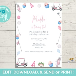 Golf Birthday Invitation Template, Golf Birthday Invite, Golf Party Invite, Editable Invitation Template, Instant Download