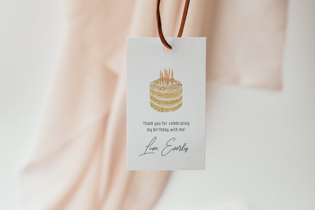 Cake Birthday Favor Tag Template, Editable Tags (instant Download) - Etsy