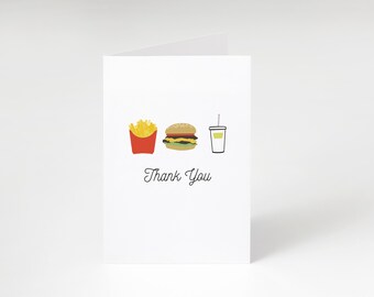 Cheeseburger & Fries Thank You Card Template (Printable, Instant Download)