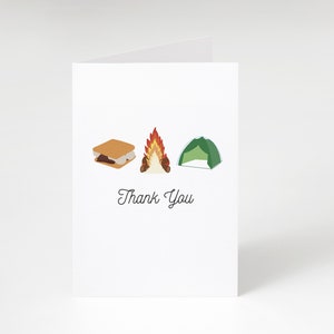 Modèle de carte de camping, modèle de remerciement de camping, carte de remerciement de fête d'anniversaire, imprimable, téléchargement immédiat