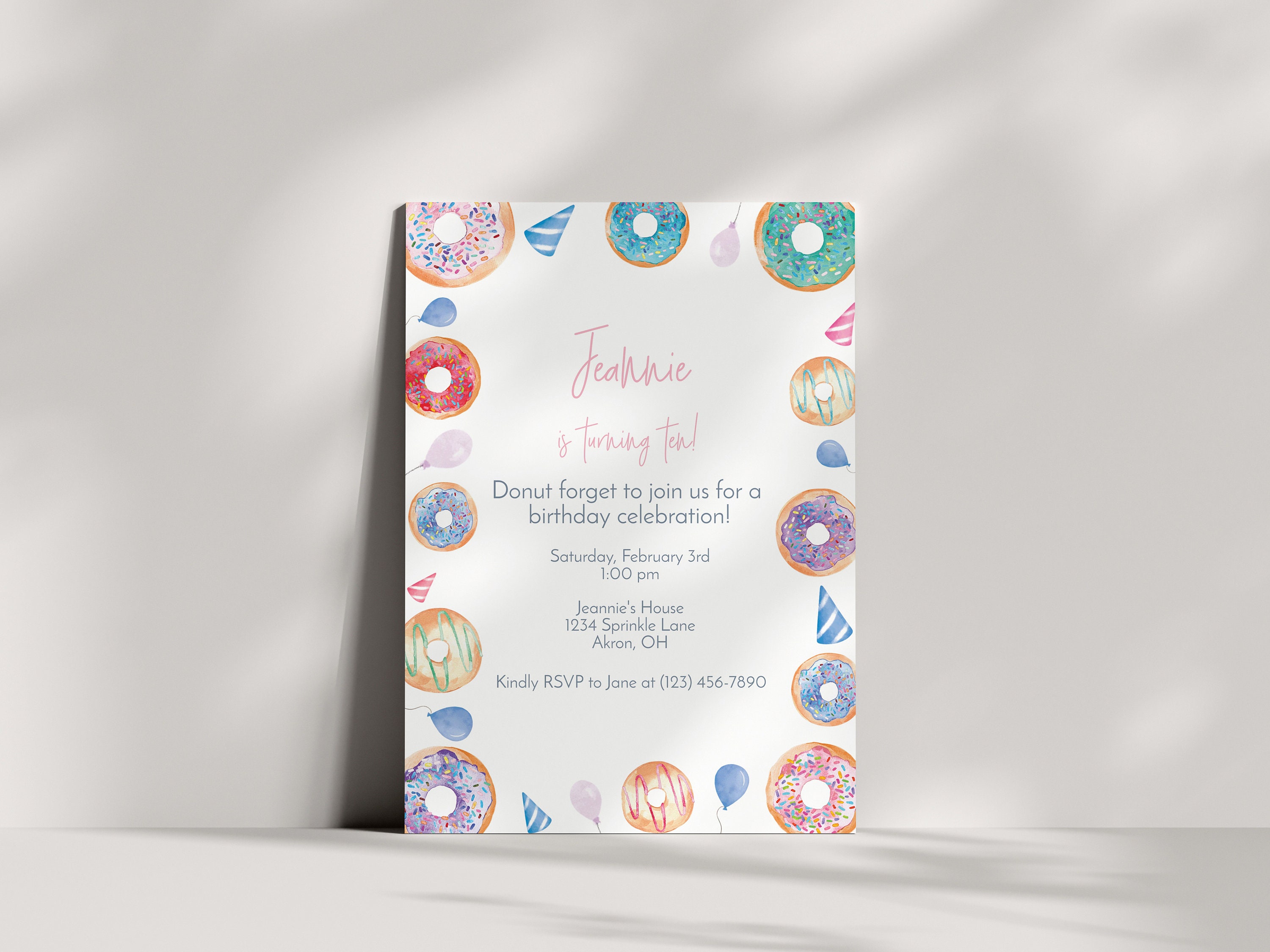 Donut Invitation Template, Donut Birthday Invite, Donut Party Invite ...