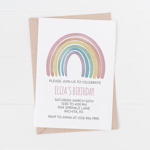 Rainbow Birthday Invitation, Rainbow Invite, Instant Download, Template, Printable image 3