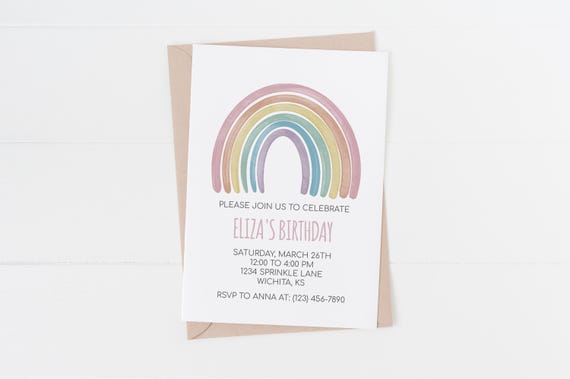 Rainbow Birthday Invitation, Rainbow Invite, Instant Download, Template, Printable