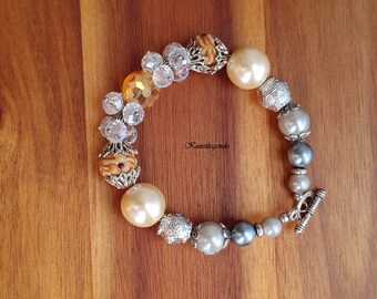 Bracelet for women – Bracelet for Girls – Toggle bracelet – Orange bracelet - Beaded Bracelet – Fall bracelet – Fall accessory - Her Gift