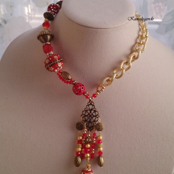 Valentine gift - Mother s day gift - Red choker – Beaded choker – Choker necklace – Chain necklace – Gift for her - Handmade gift
