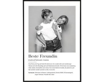 Best friend birthday gift - birthday gift for best friend, personalized poster with definition, without frame