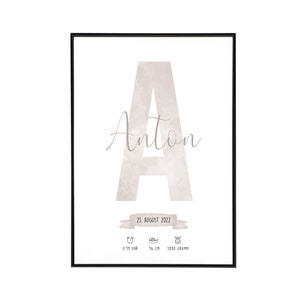 Geburtsposter Mädchen, Junge, personalisiert - Kinderzimmer Deko, Poster Set, Geschenk zur Geburt für Eltern, Mama und Papa, Taufe