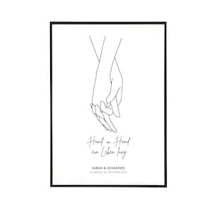 Personalisiertes Hochzeitsgeschenk, Hochzeitsposter, Geldgeschenk zur Hochzeit, Goldene Hochzeit Geschenk, Hände