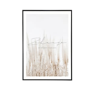 Zuhause Poster - Bild mit Koordinaten personalisiert, Pampasgras deko Wohnzimmer,  Karte, Zu Hause,
