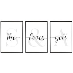 Personalized bedroom poster set with your own letters - bedroom pictures, wall decoration, poster set, poster for couples, without frame