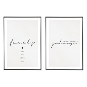Set di poster personalizzati per la casa con coordinate e nomi - set di immagini per camera da letto e soggiorno, set di poster moderni per famiglie