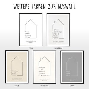 Personalisiertes Familienposter mit Koordinaten und Ort Umzug, Familie, zu Hause, Haus mit Namen, zuhause Bild, ohne Rahmen Bild 3