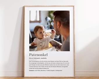 Godfather Definition Gift Photos - Personalized Photo Collage for Godfather with Definition, Digital Template for Download