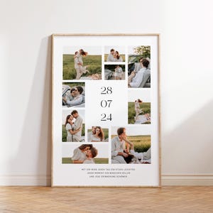Personalized Poster Collage with Date and Pictures - Anniversary, Wedding Date, Love, Couples, Wedding Gift, Digital Template Download