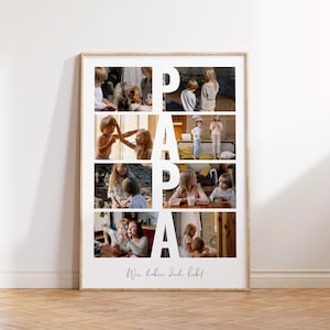 Photo poster "Dad" with name - Personalized photo collage for Dad for Father's Day, Thank you Dad, digital template for download