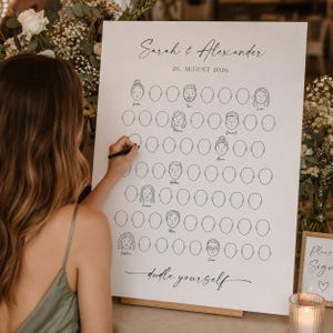Gästebuch mit Gesichtern, personalisierte Leinwand Alternative, Zeichne dein Gesicht, Hochzeit Gesichter malen, für Taufe oder Einschulung