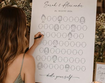 Gästebuch mit Gesichtern, personalisierte Leinwand Alternative, Zeichne dein Gesicht, Hochzeit Gesichter malen, für Taufe oder Einschulung