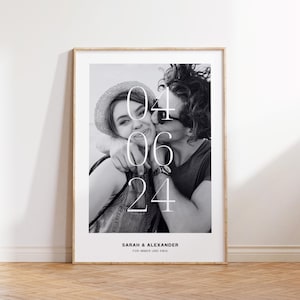 Personalized poster with date and picture - anniversary, wedding date, love, couples, wedding gift, digital template for download