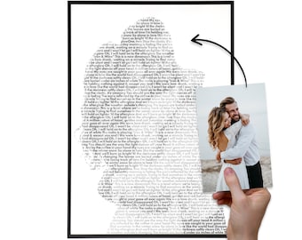Regalo fotografico di nozze con testo di canzone - poster di canzoni, testi di Natale personalizzati, regalo di Natale, anniversario, San Valentino, ritratto
