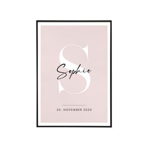 Personalisiertes Poster mit Buchstaben und Namen - Geburt, Geburtstag, Geschenk, Umzug, Junge, Mädchen, Baby