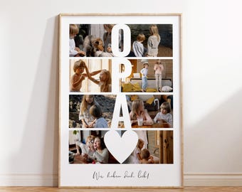 Photo poster "Grandpa" with name - Personalized photo collage for your grandfather, Thank you Grandpa, Digital template for download