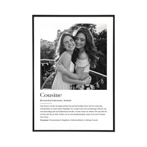 Cousin gift definition picture - birthday gift for cousin, personalized poster with definition, cousins, without frame