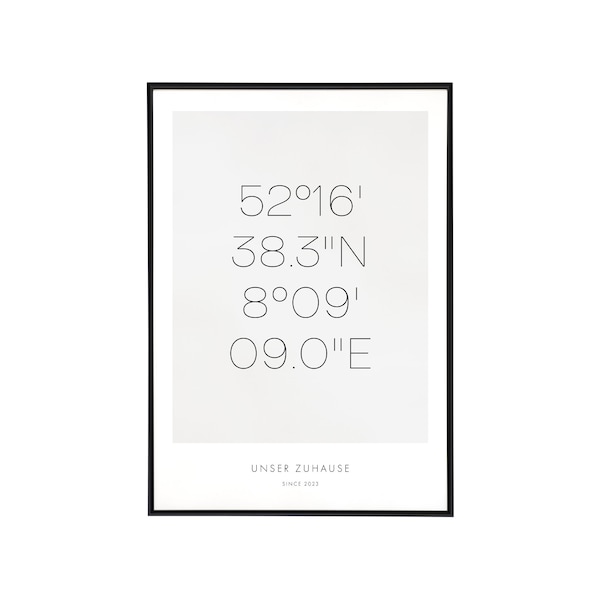 Koordinaten Poster personalisiert - Einzugsgeschenk für Zuhause, Willkommensschild Familie, Familienposter, Umzug, Geschenk, Familienbild